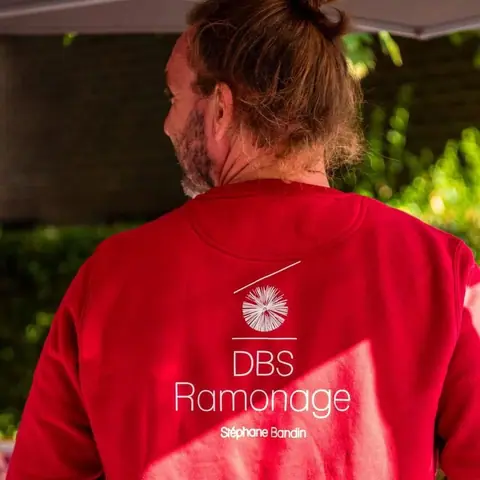 Red DBS Ramonage sweatshirt, back view