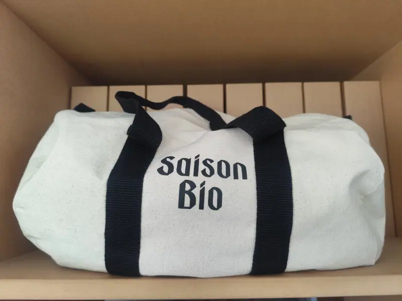 Saison Bio cotton duffel bag in its box