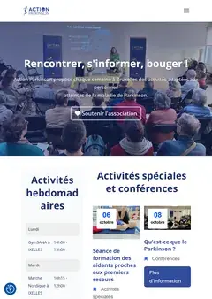 Action Parkinson website: home page and activity schedule