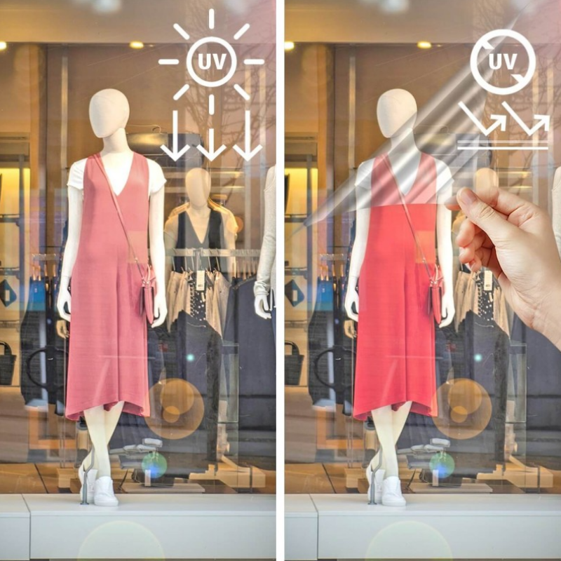 Film adhésif anti-uv pour vitrine - Nic-nac